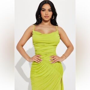 Fashionnova Laurella Midi Dress-Lime-Large